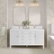James Martin Vanities 60'' Double Vanity, Bright White w/ Single Hole 3 CM White Zeus Quartz Top & Backsplash 485-V60D-BW-1WZ - alternate 3